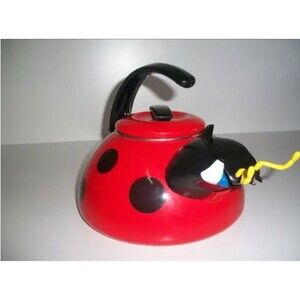 Enamel Whistling Tea Kettle-Lady Bug